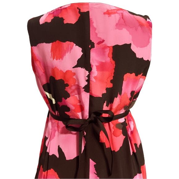 Nine West Dress Size 2 100% Silk Floral Sleeveless Tie Back Square Neckline - Picture 4 of 9